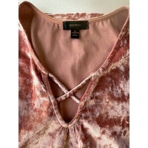 Espresso Womens Dress XL Velvet Mauve Pink Stretch Criss Cross Neck Sleeveless